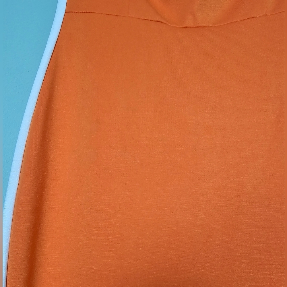 Lulus Impressive Edge Orange Color Block Strapless Midi Dress, Size Medium - Picture 9 of 11